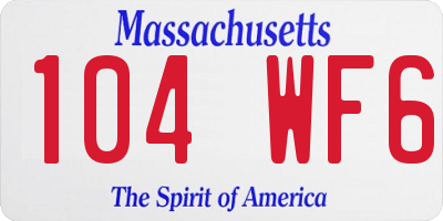 MA license plate 104WF6