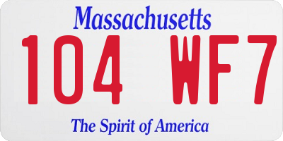 MA license plate 104WF7