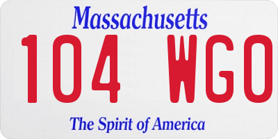 MA license plate 104WG0