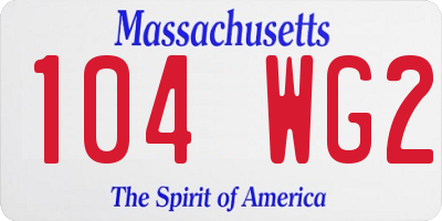 MA license plate 104WG2