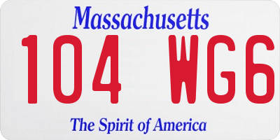 MA license plate 104WG6