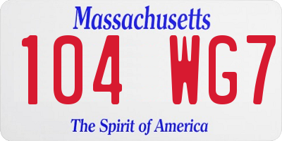 MA license plate 104WG7