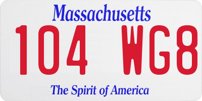 MA license plate 104WG8