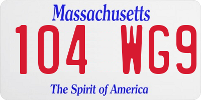 MA license plate 104WG9