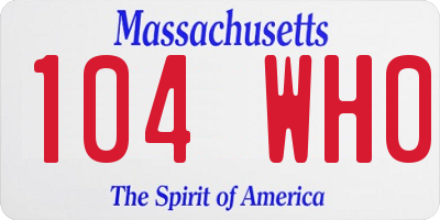 MA license plate 104WH0