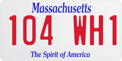 MA license plate 104WH1