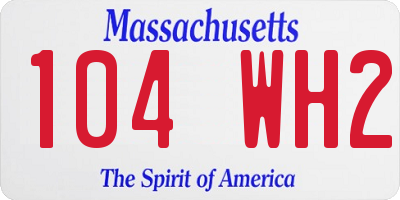 MA license plate 104WH2