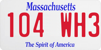 MA license plate 104WH3
