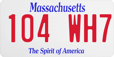 MA license plate 104WH7