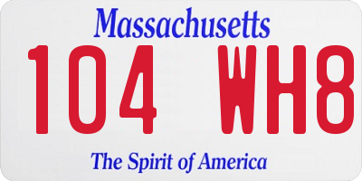 MA license plate 104WH8