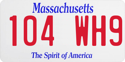 MA license plate 104WH9