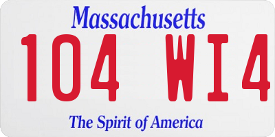 MA license plate 104WI4