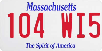 MA license plate 104WI5