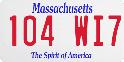MA license plate 104WI7