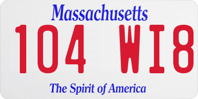 MA license plate 104WI8