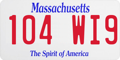 MA license plate 104WI9