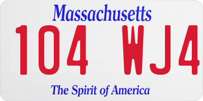 MA license plate 104WJ4