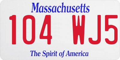 MA license plate 104WJ5