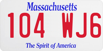 MA license plate 104WJ6