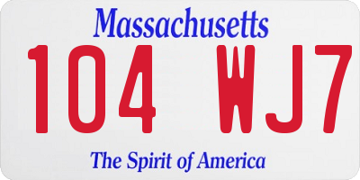 MA license plate 104WJ7