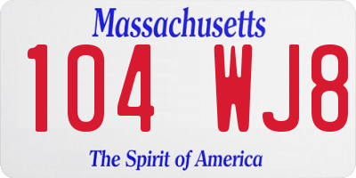MA license plate 104WJ8