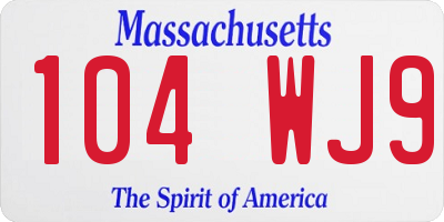 MA license plate 104WJ9