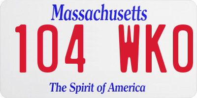 MA license plate 104WK0
