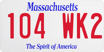 MA license plate 104WK2