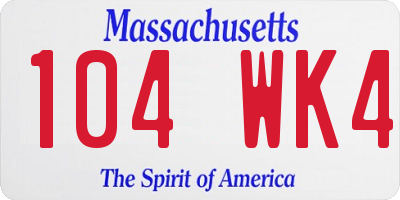 MA license plate 104WK4