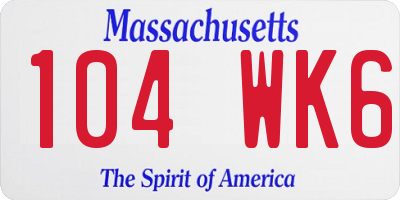 MA license plate 104WK6