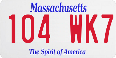 MA license plate 104WK7