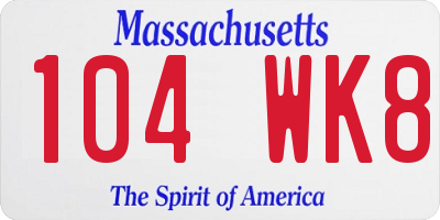 MA license plate 104WK8