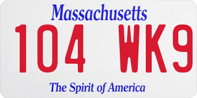 MA license plate 104WK9