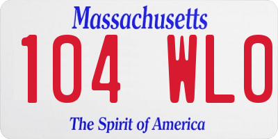 MA license plate 104WL0