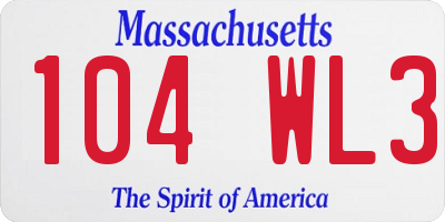 MA license plate 104WL3