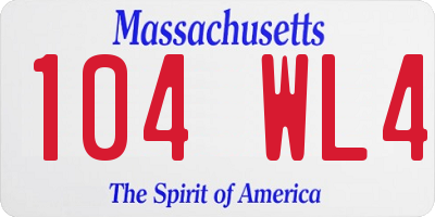 MA license plate 104WL4