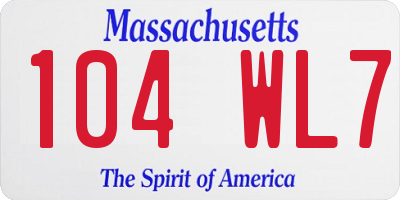 MA license plate 104WL7