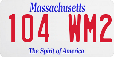 MA license plate 104WM2