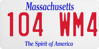 MA license plate 104WM4