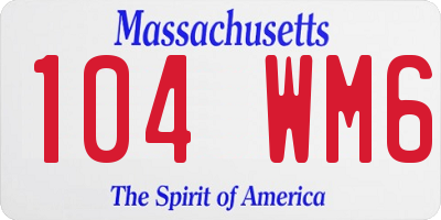 MA license plate 104WM6