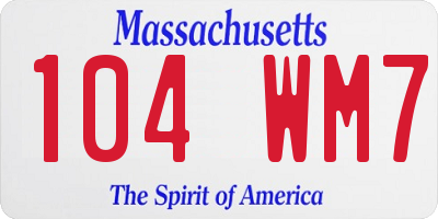 MA license plate 104WM7