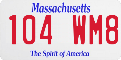 MA license plate 104WM8