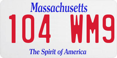 MA license plate 104WM9