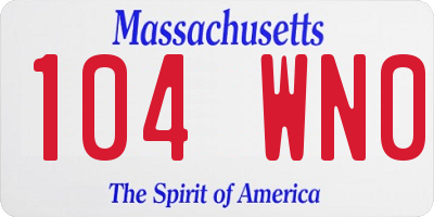 MA license plate 104WN0