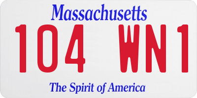 MA license plate 104WN1