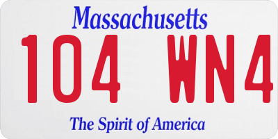 MA license plate 104WN4