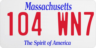 MA license plate 104WN7