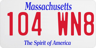 MA license plate 104WN8