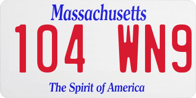 MA license plate 104WN9