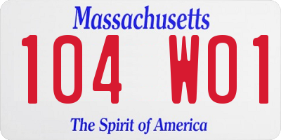 MA license plate 104WO1